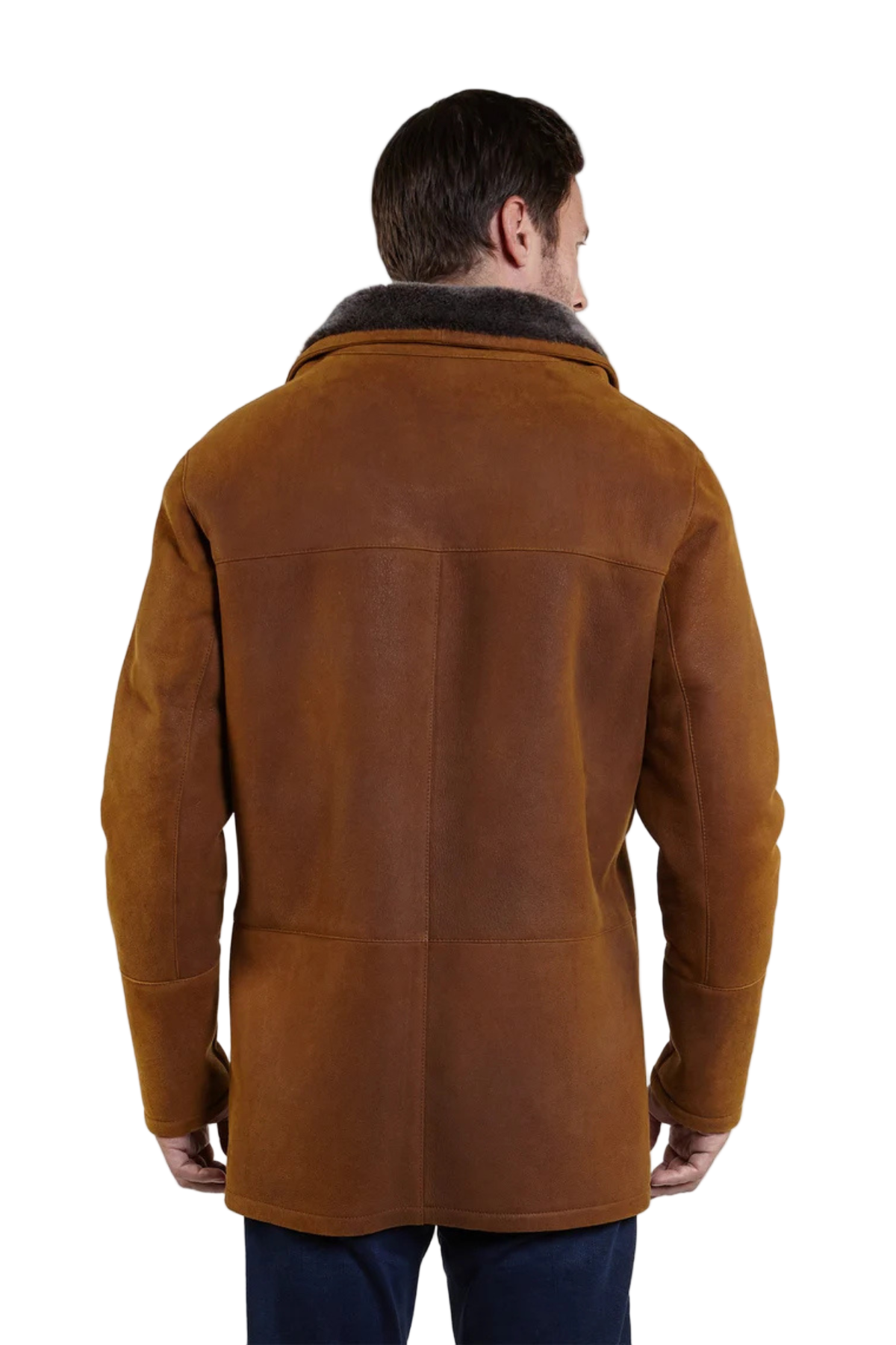 man brown suede jacket with fur