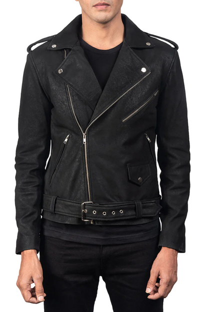 Black leather jacket with zippers 