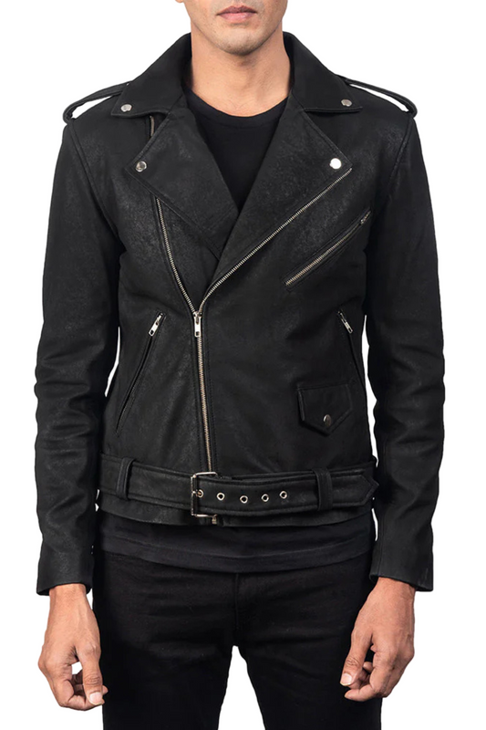 Black leather jacket with zippers 