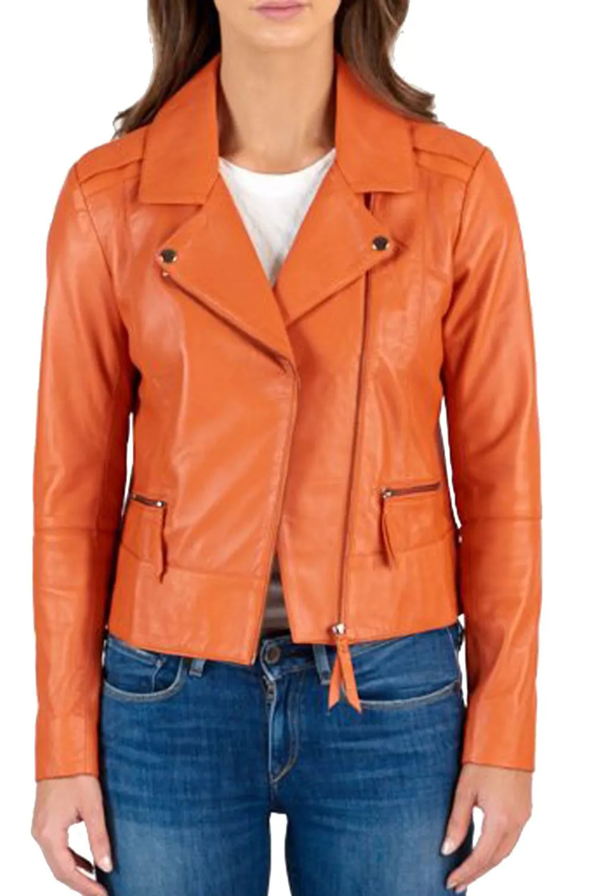 Orange leather jacket 