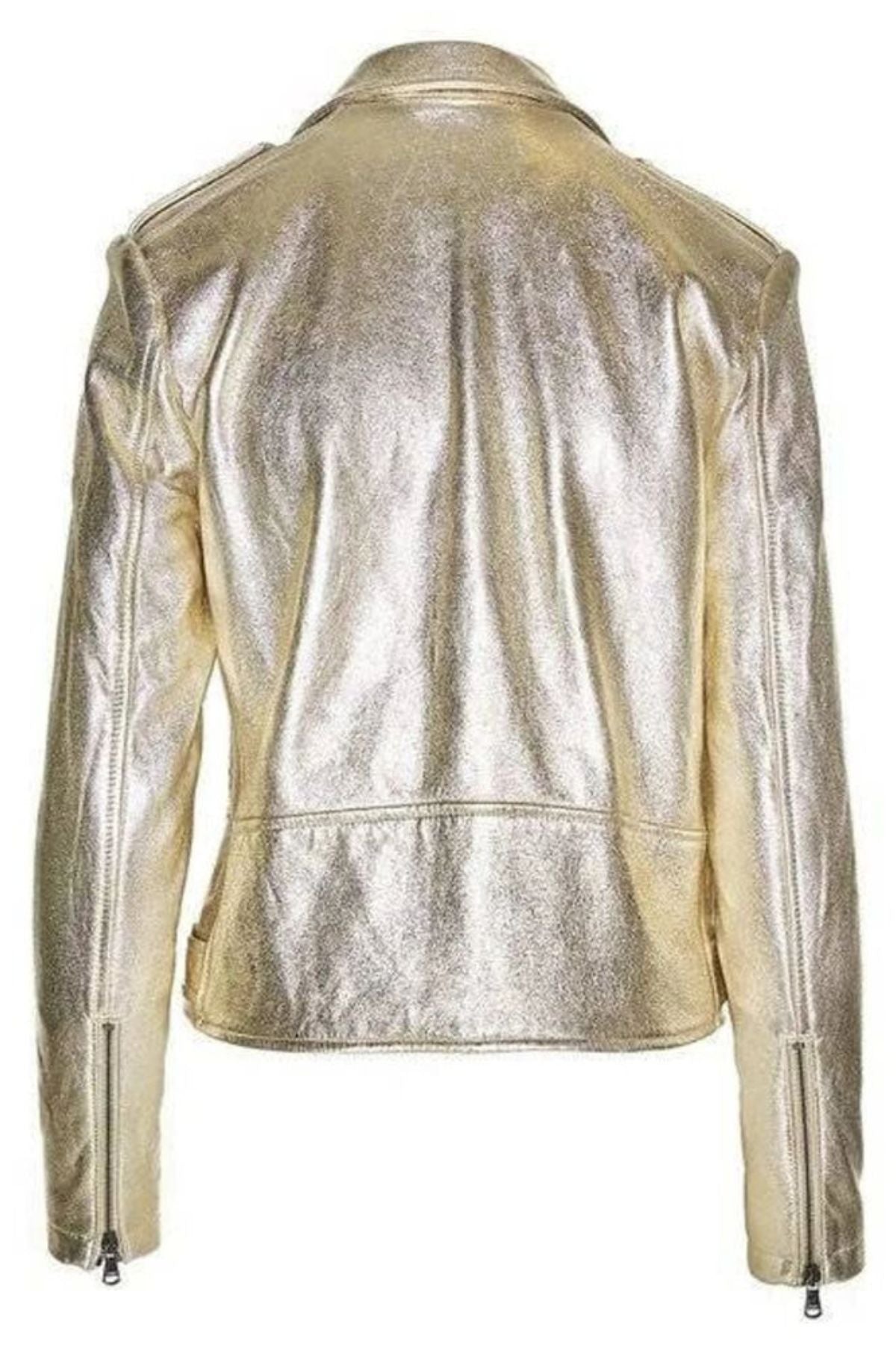 Gold metallic leather jacket 