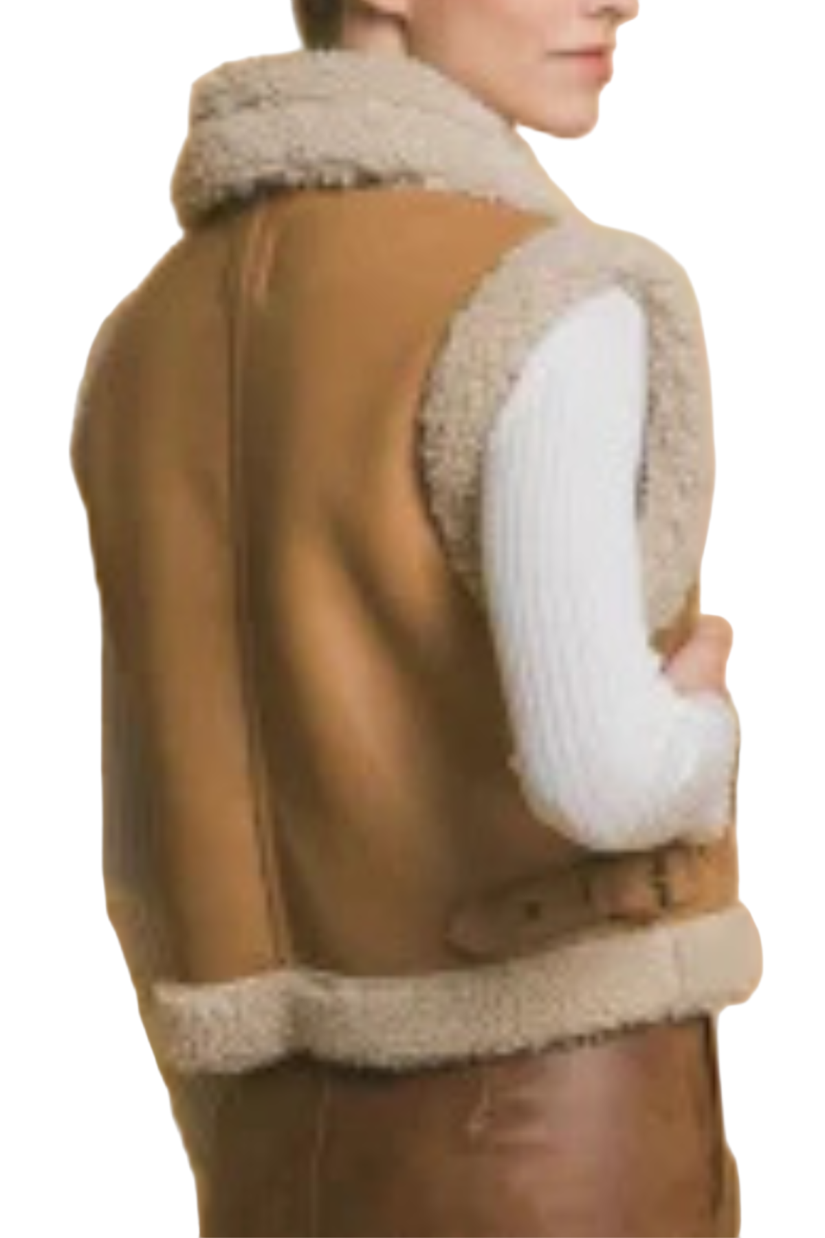 Brown leather vest with fur lining 