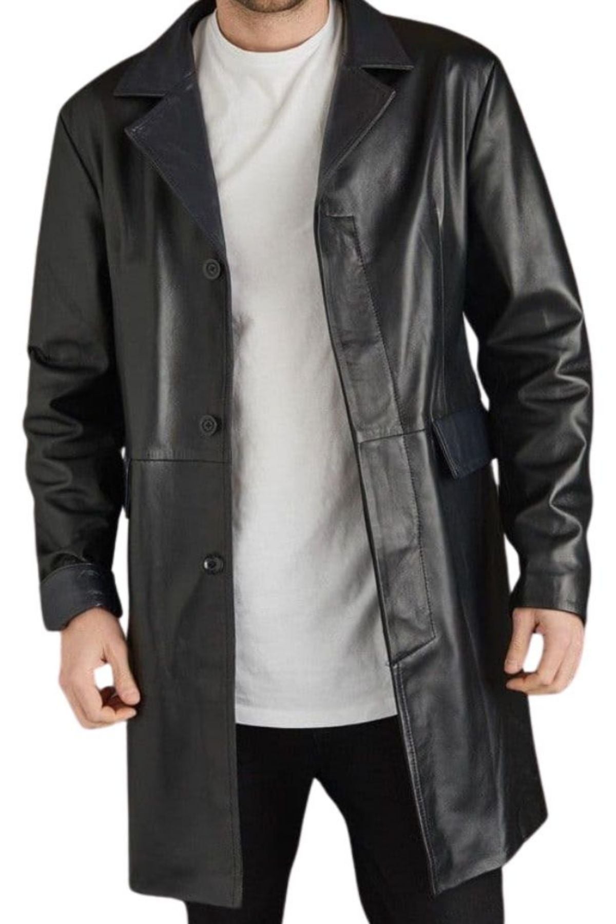 Black leather coat 