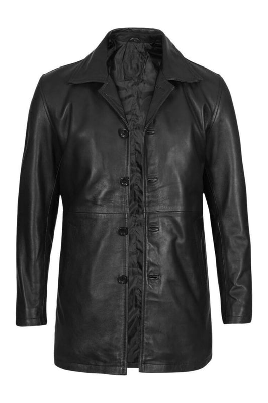 Black leather coat 