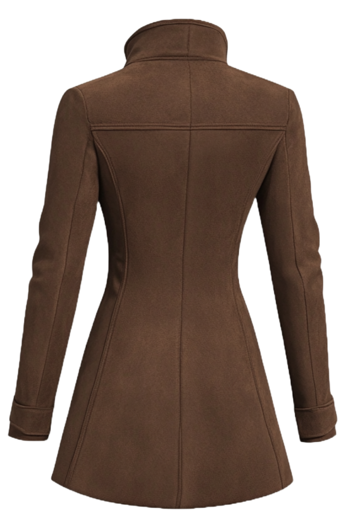 Women's Brown Wool Blend Winter Coat - Stylish & Warm