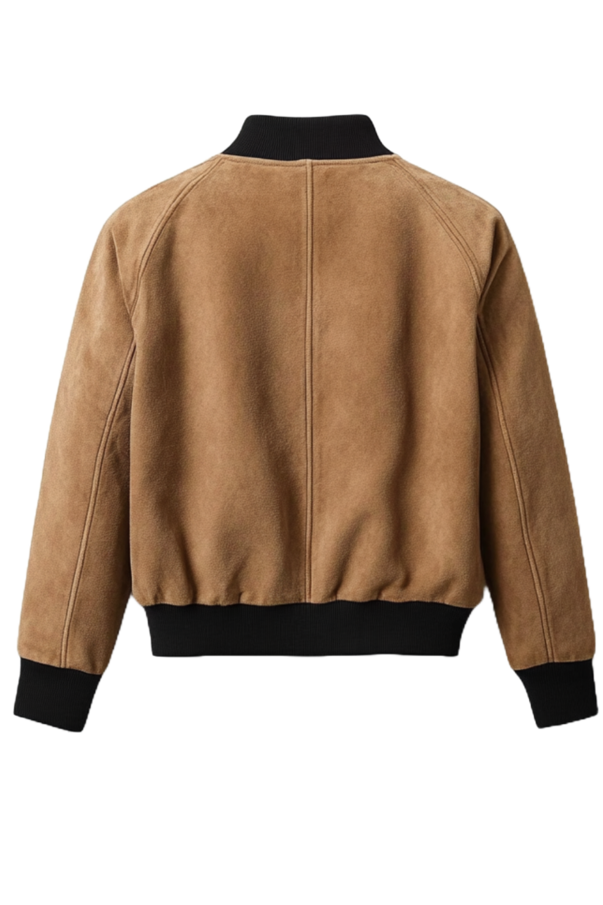 Brown leather jacket with black trim 