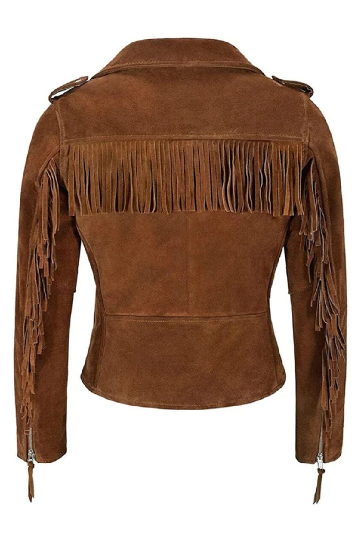 Brown suede jacket with fringes 