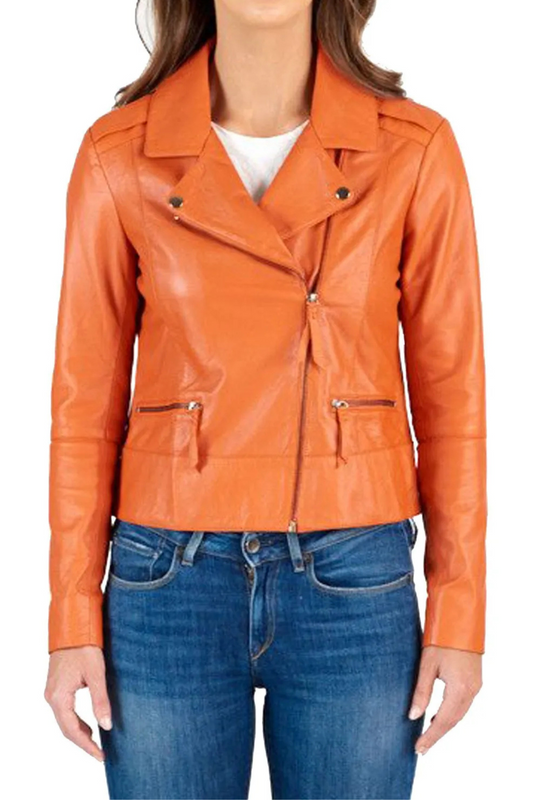 Orange leather jacket 