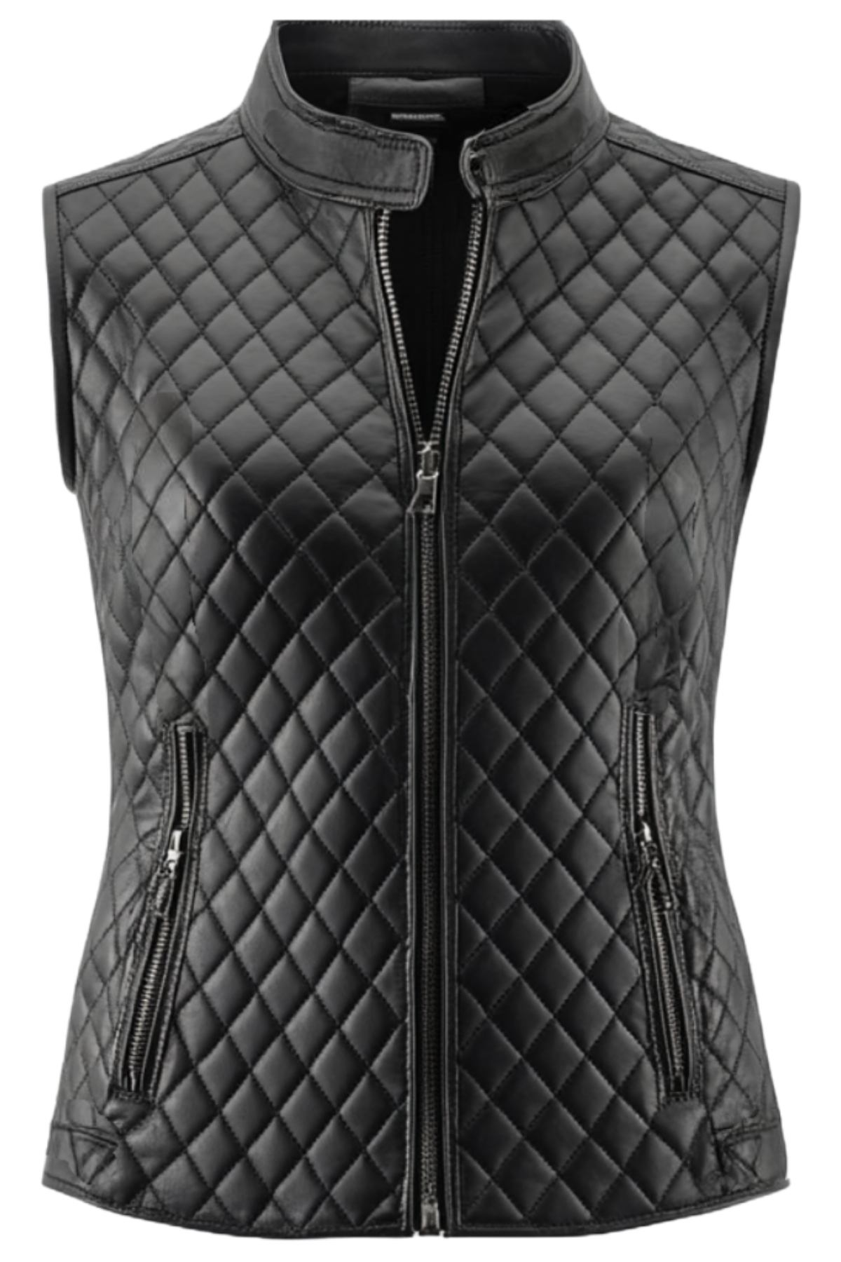 Black quilted vest with zippers 