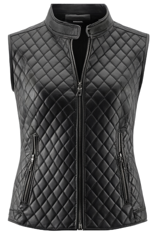 Black quilted vest with zippers 