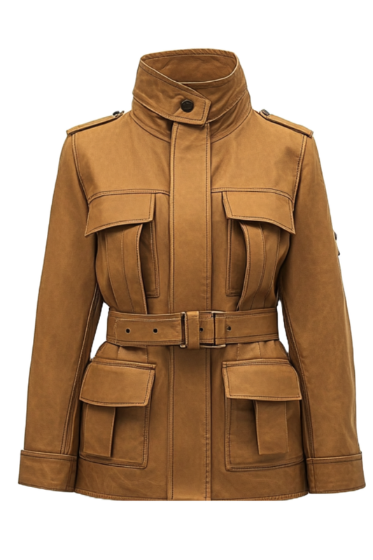 Brown jacket with a belt 