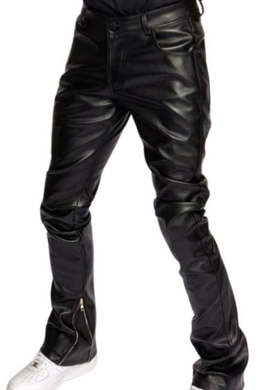 Black leather pants on a white background