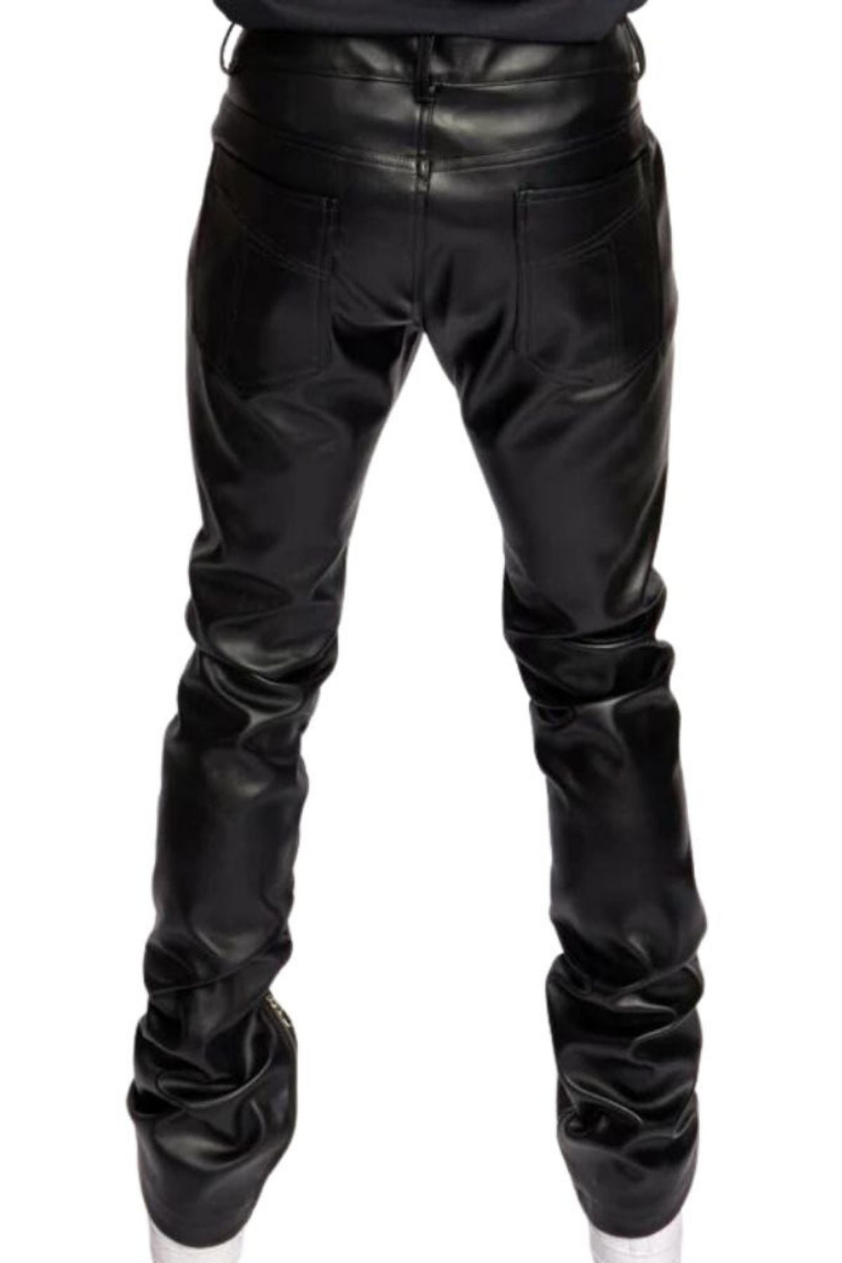 Black leather pants on a white background