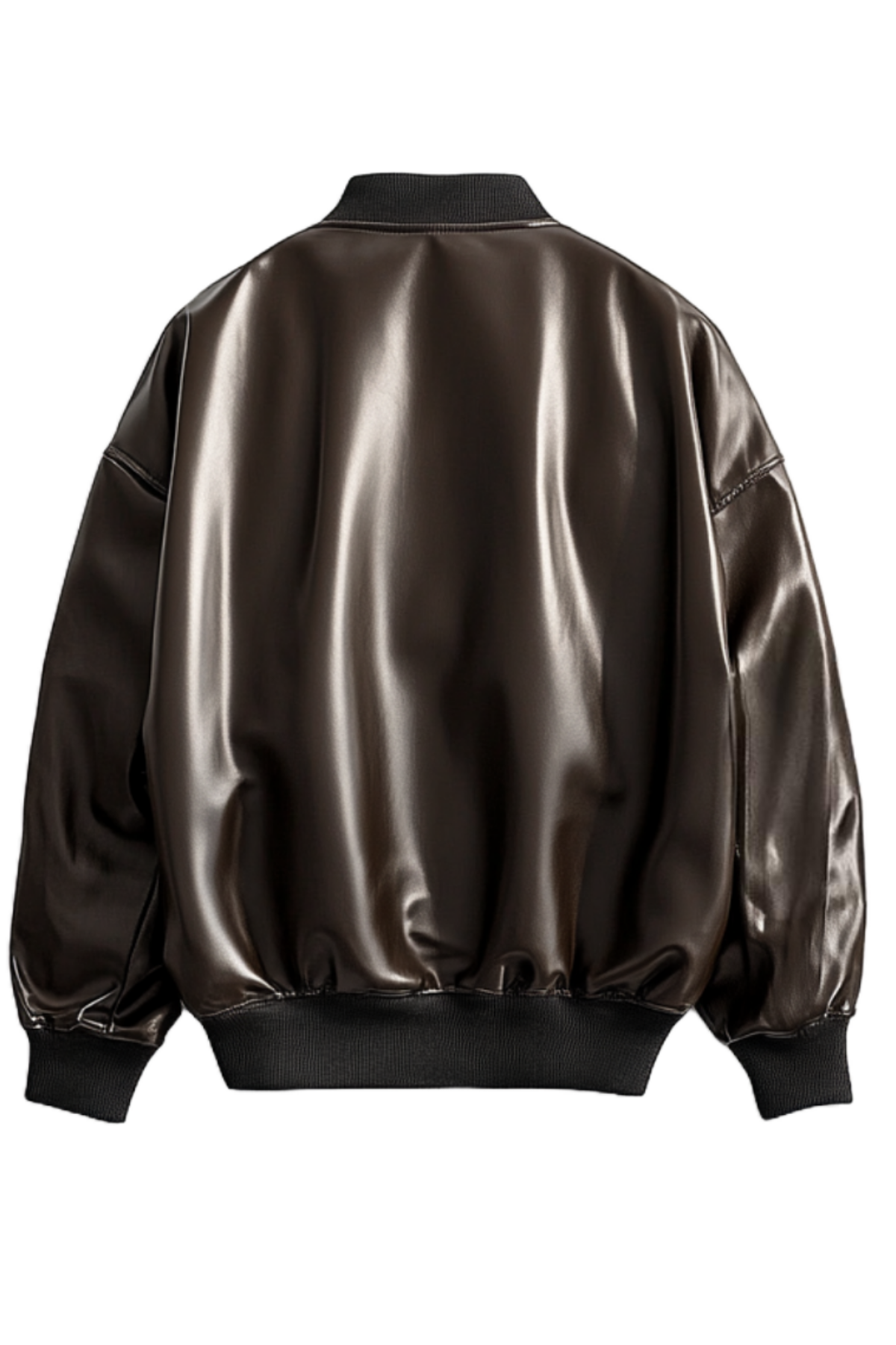 Brown leather bomber jacket 