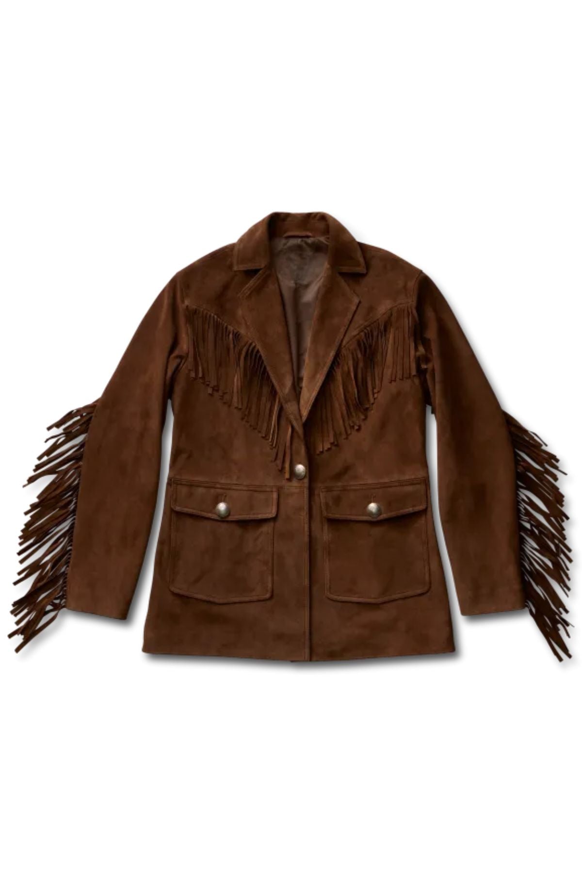 Brown suede jacket with fringes 