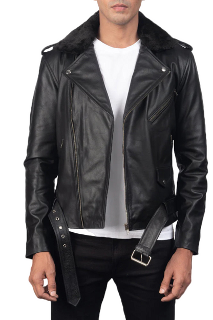 Black leather jacket 