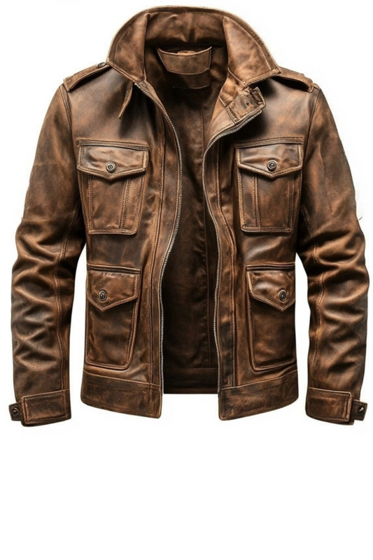Brown leather jacket 