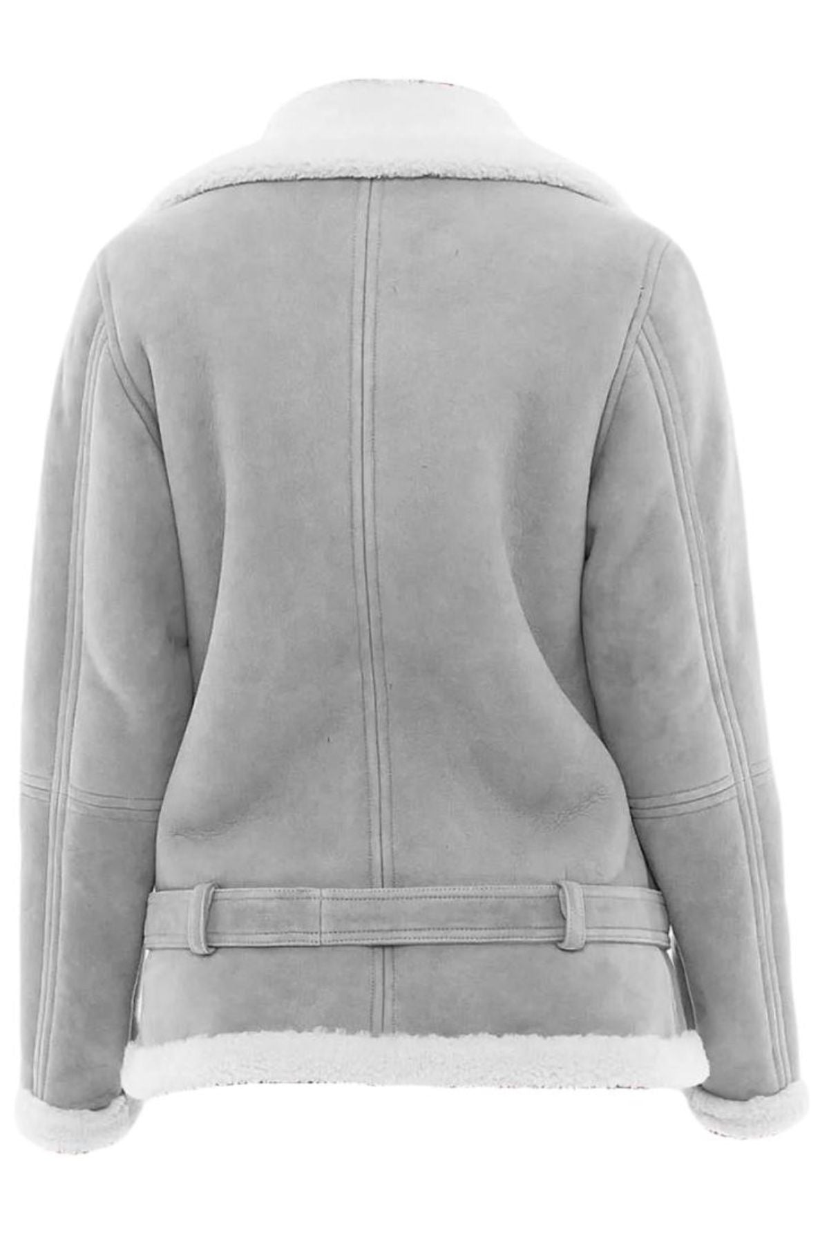 Gray jacket with white fur lining