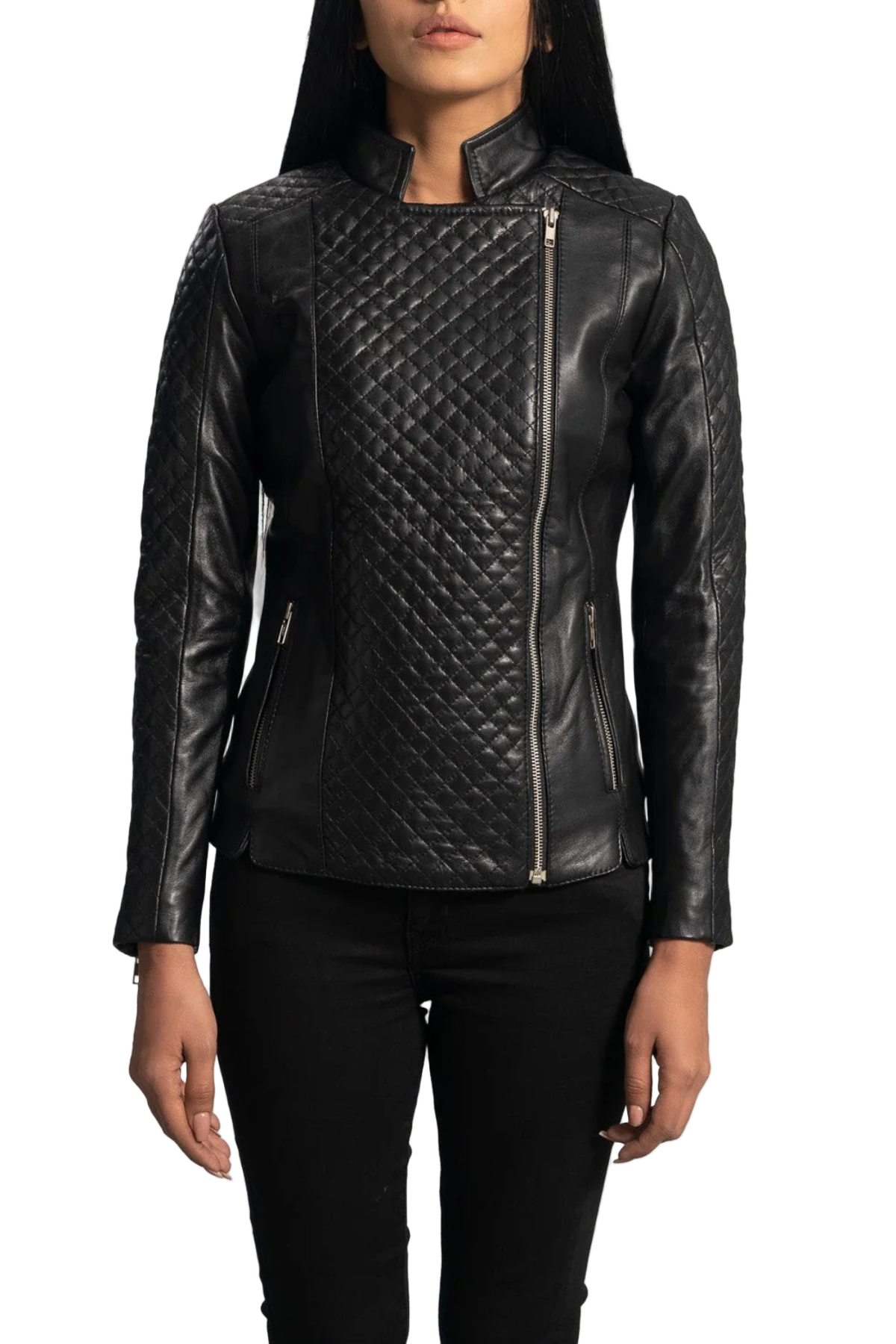Black quilted leather jacket 