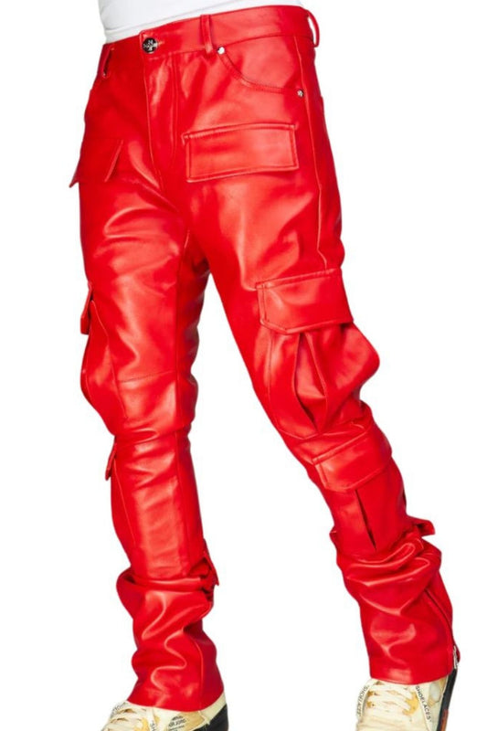 Red leather pants.