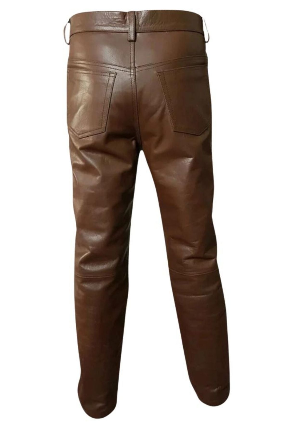 Brown leather pants on a white background