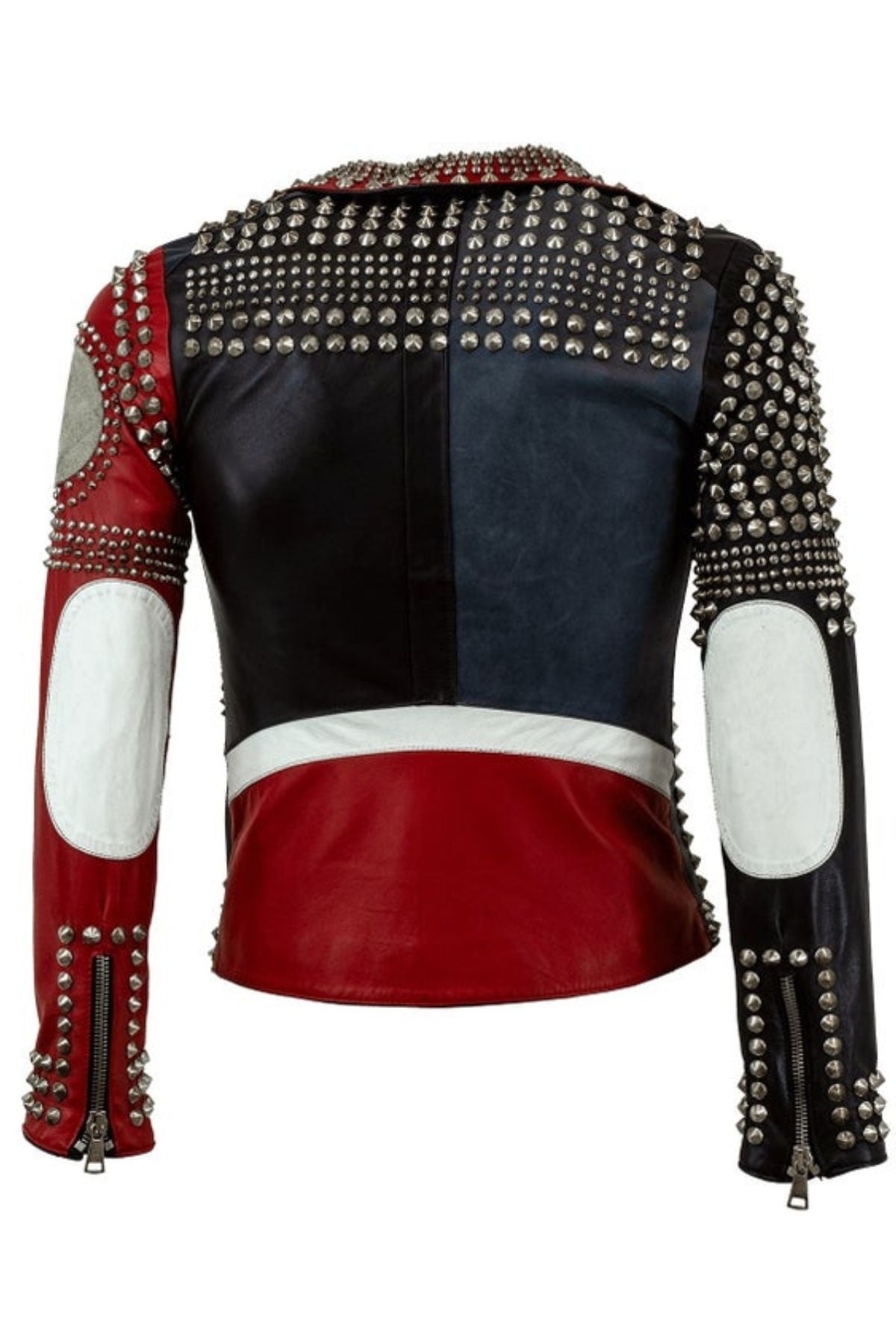 Women's Statement Studded Leather Biker Jacket - Unleash Your Inner Rebel