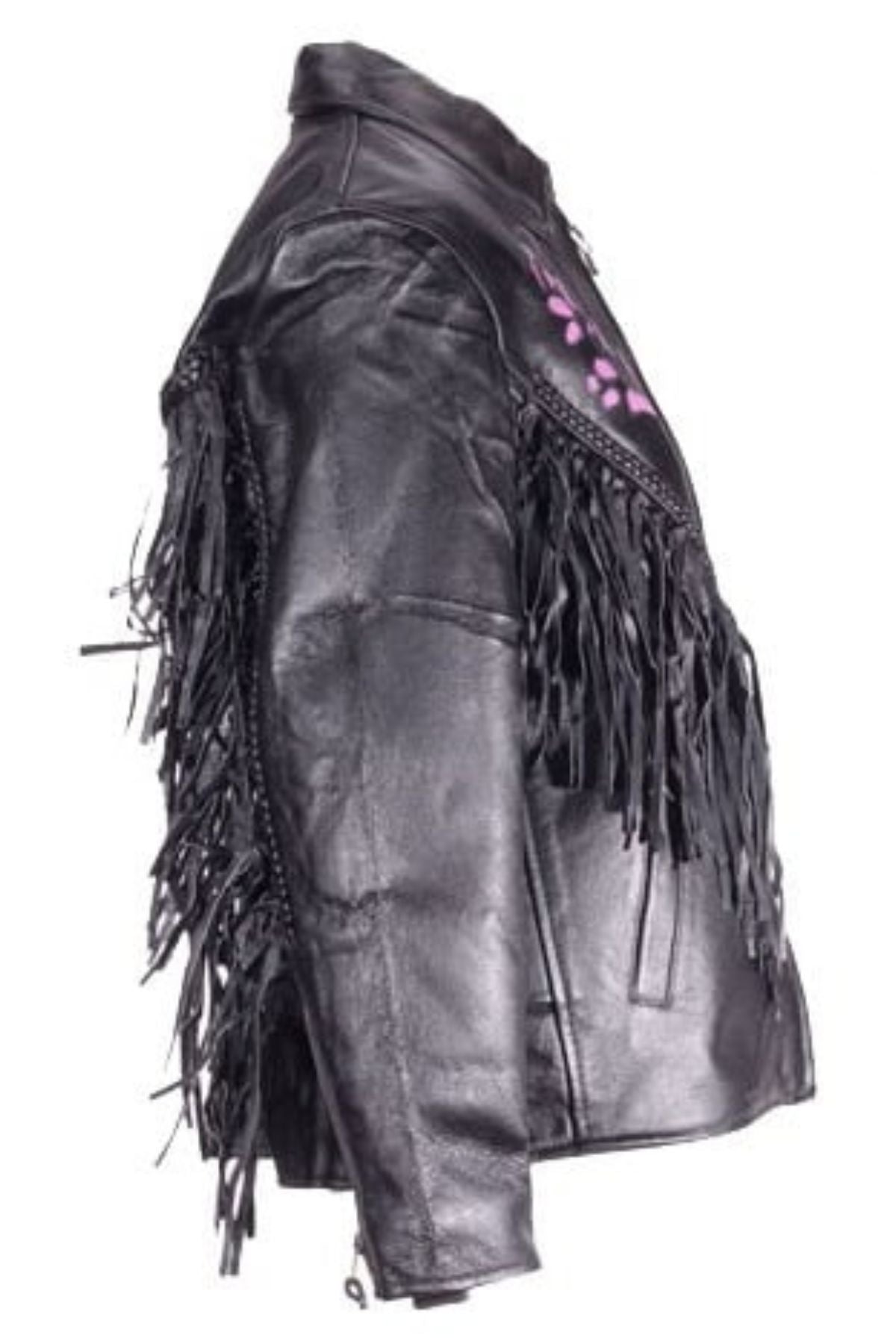 Black leather jacket with fringe 