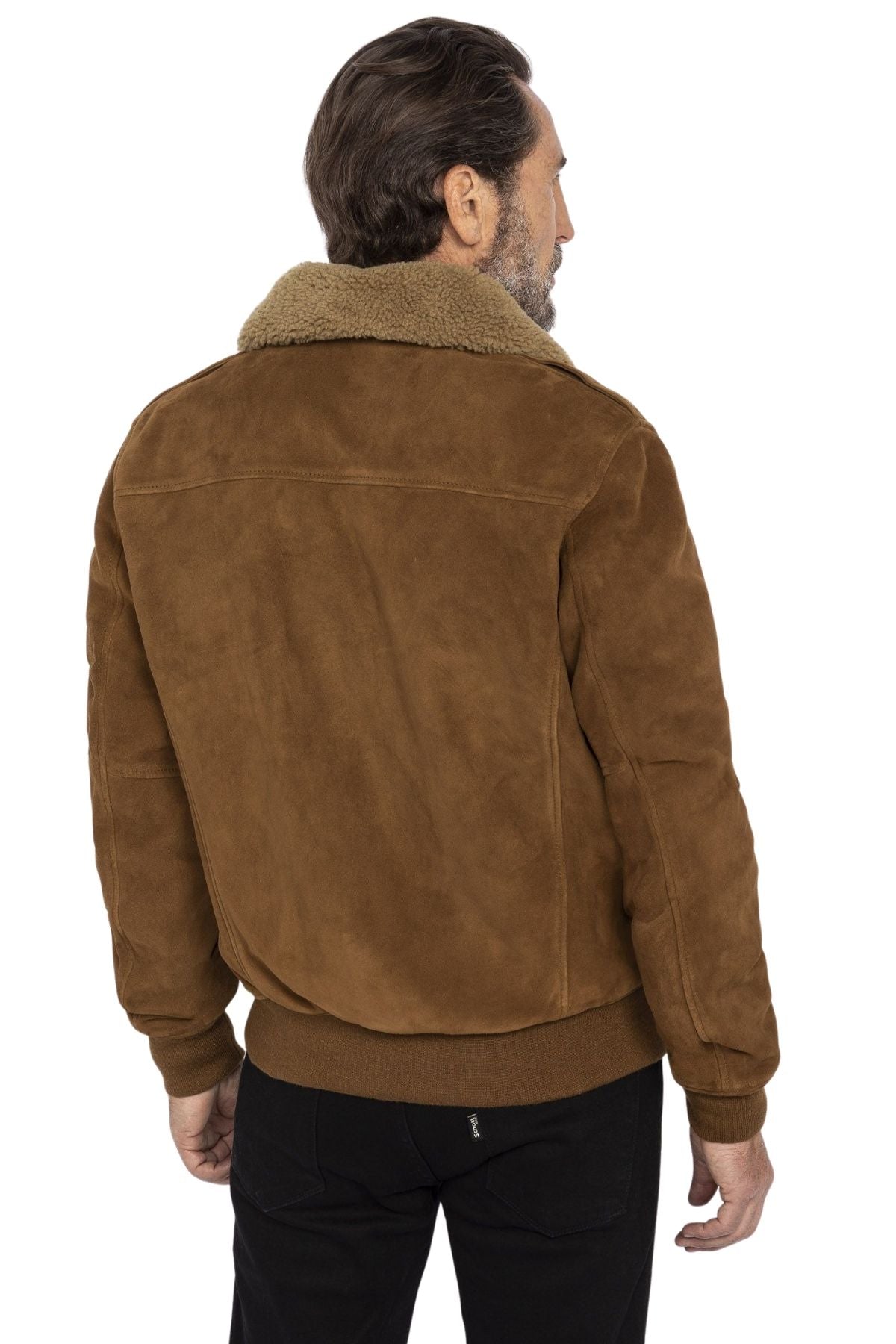 Men's "The Maverick" Suede Bomber Jacket with Faux Shearling Collar