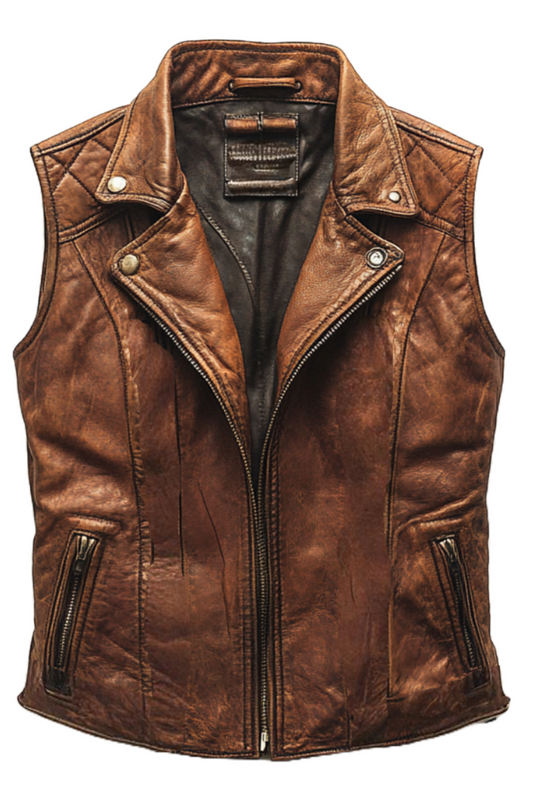 Brown leather vest 